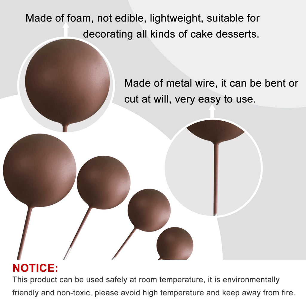 ASTARON 20 Pcs Brown Ball Cake Toppers – Ready-to-Use Decorations