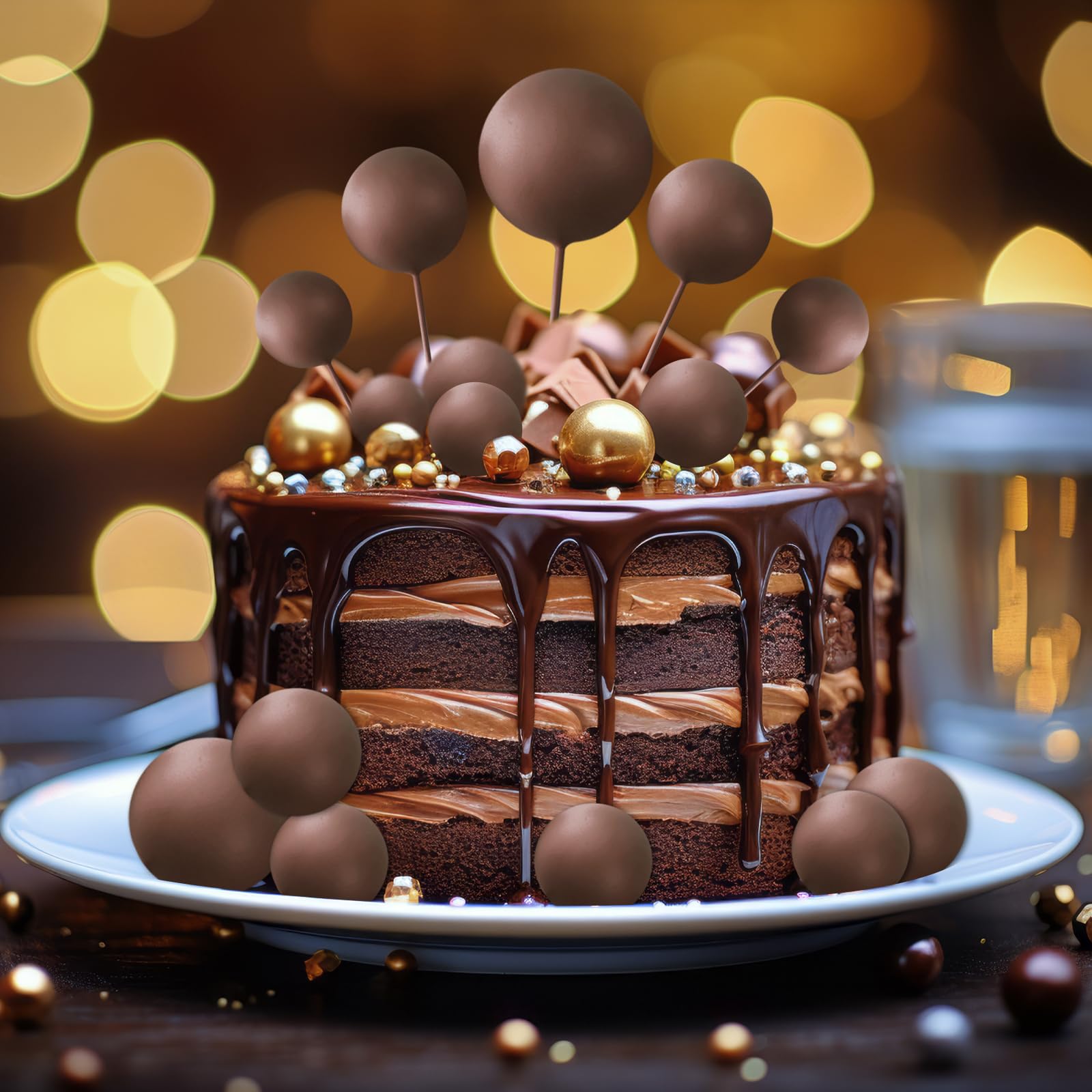 ASTARON 20 Pcs Brown Ball Cake Toppers – Ready-to-Use Decorations