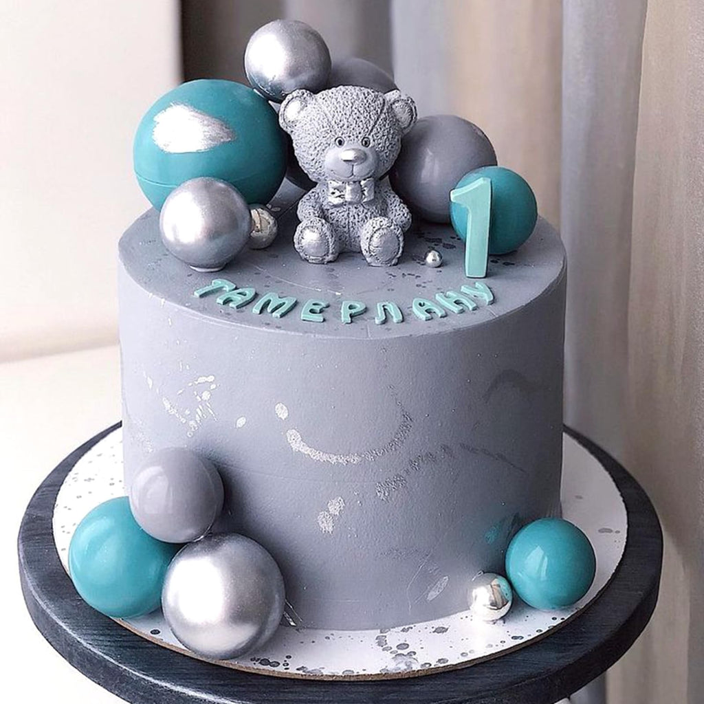 ASTARON 20 Pcs Ball Cake Toppers – Silver Foam Ball Decorations