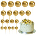 ASTARON Gold Ball Cake Topper Decorations – 20 Pcs Ready-to-Use Party Picks