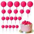 ASTARON 20 Pcs Hot Pink Ball Cake Toppers – Ready-to-Use Mini Ball Decorations for Cakes & Desserts