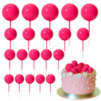 ASTARON 20 Pcs Hot Pink Ball Cake Toppers – Ready-to-Use Mini Ball Decorations for Cakes & Desserts