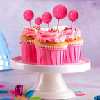 ASTARON 20 Pcs Hot Pink Ball Cake Toppers – Ready-to-Use Mini Ball Decorations for Cakes & Desserts