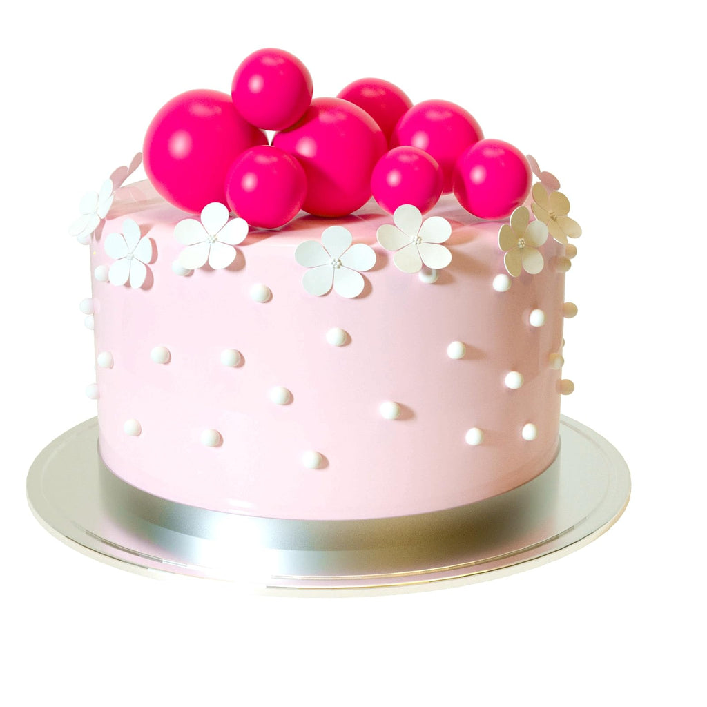 ASTARON 20 Pcs Hot Pink Ball Cake Toppers – Ready-to-Use Mini Ball Decorations for Cakes & Desserts