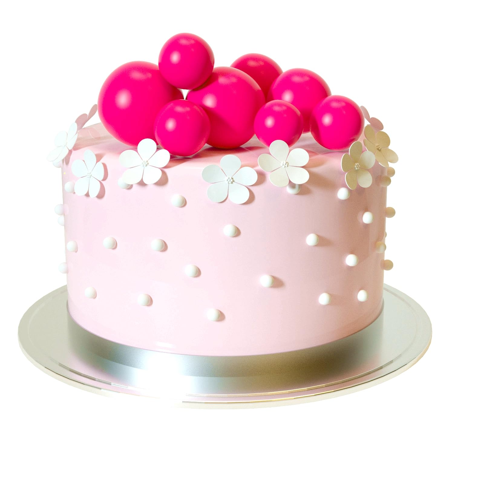 ASTARON 20 Pcs Hot Pink Ball Cake Toppers – Ready-to-Use Mini Ball Decorations for Cakes & Desserts