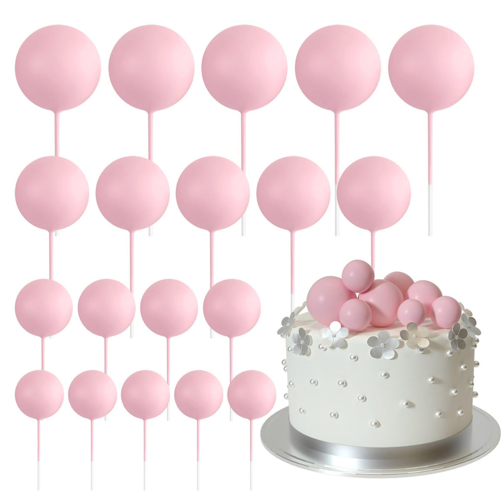 ASTARON 20 Pcs Light Pink Ball Cake Toppers – Easy Cake Decorations