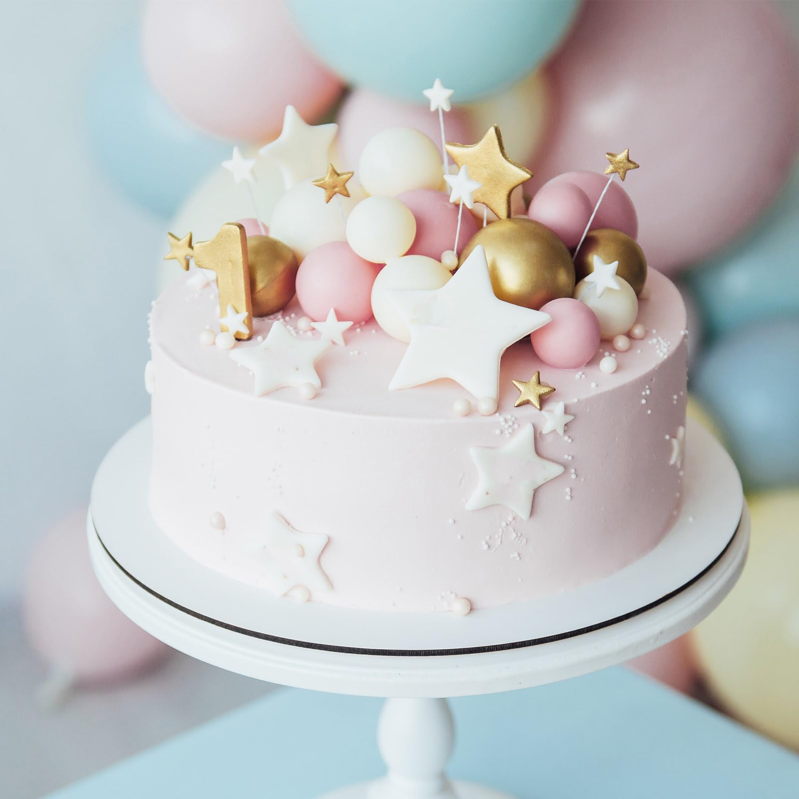 ASTARON 20 Pcs Light Pink Ball Cake Toppers – Easy Cake Decorations