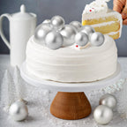 ASTARON 20 Pcs Ball Cake Toppers – Silver Foam Ball Decorations