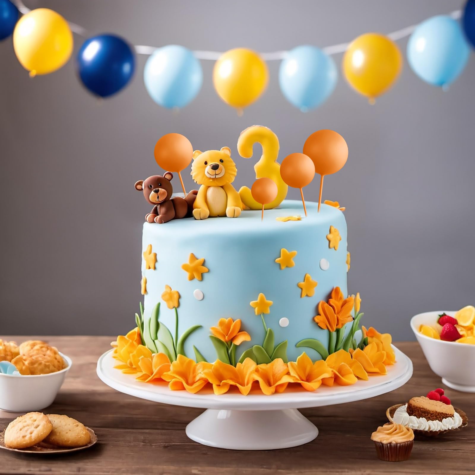 ASTARON 20 Pcs Orange Ball Cake Toppers – Mini Balloon Style Decorations