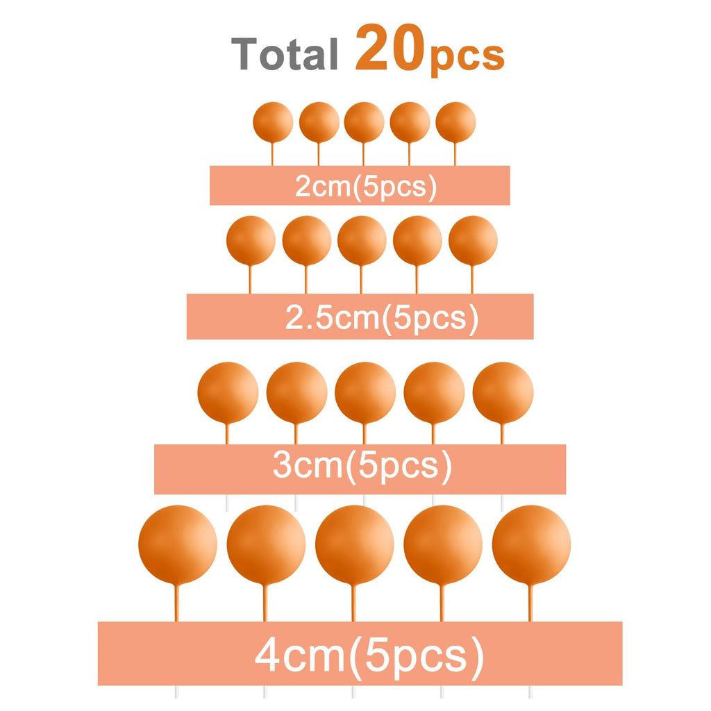 ASTARON 20 Pcs Orange Ball Cake Toppers – Mini Balloon Style Decorations