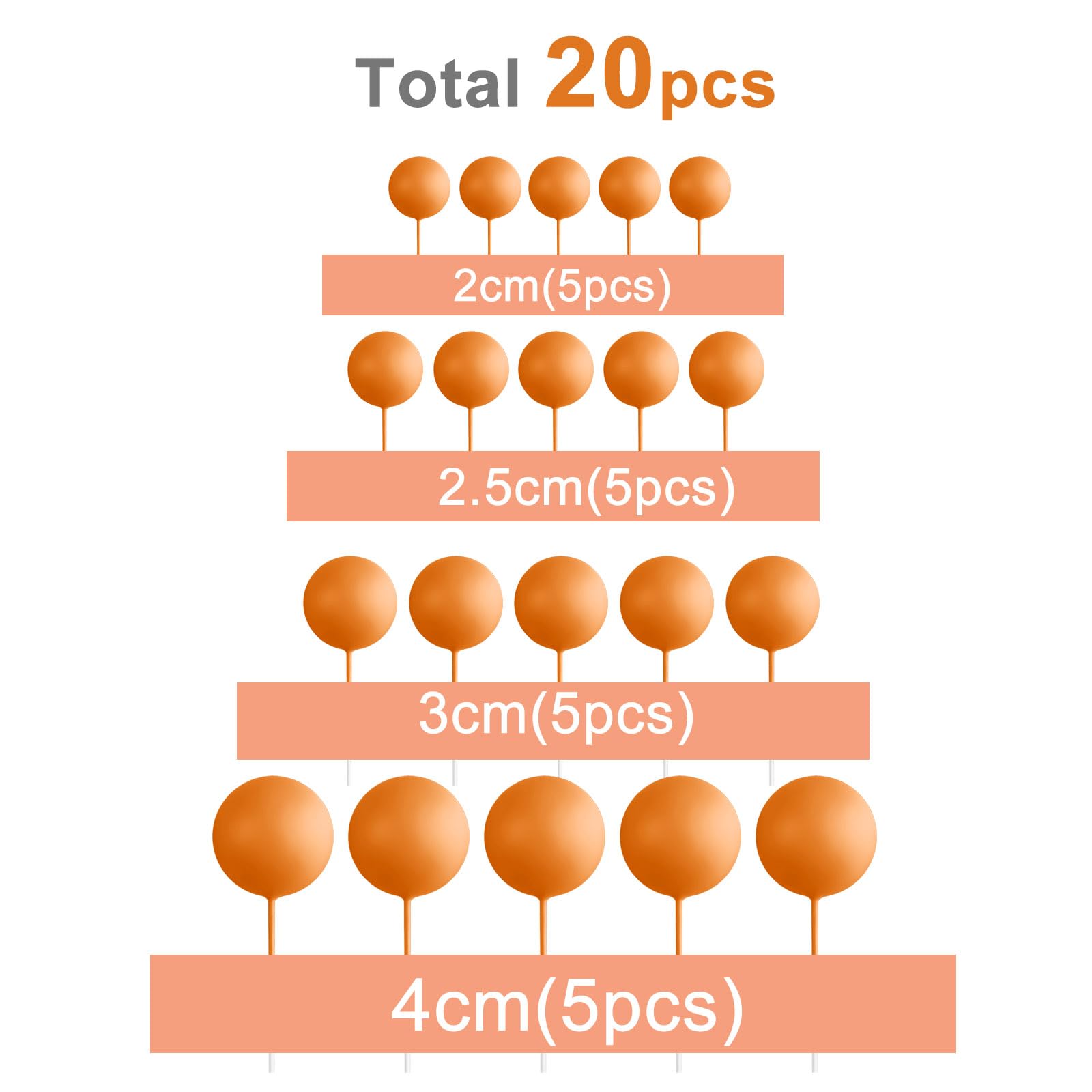 ASTARON 20 Pcs Orange Ball Cake Toppers – Mini Balloon Style Decorations