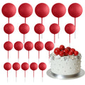 ASTARON 20 Pcs Red Ball Cake Topper Decorations – Mini Balloon Cake Picks for Parties