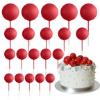 ASTARON 20 Pcs Red Ball Cake Topper Decorations – Mini Balloon Cake Picks for Parties