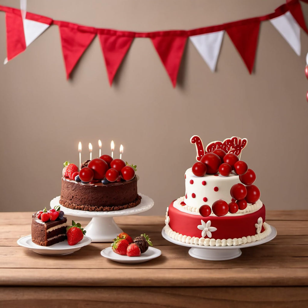 ASTARON 20 Pcs Red Ball Cake Topper Decorations – Mini Balloon Cake Picks for Parties