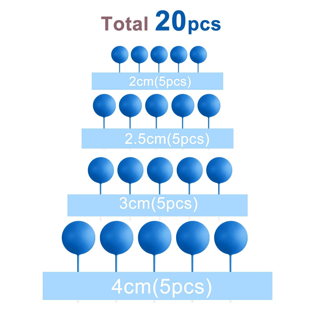 ASTARON 20 Pcs Royal Blue Ball Cake Topper Decorations | Graduation, Wedding, Birthday