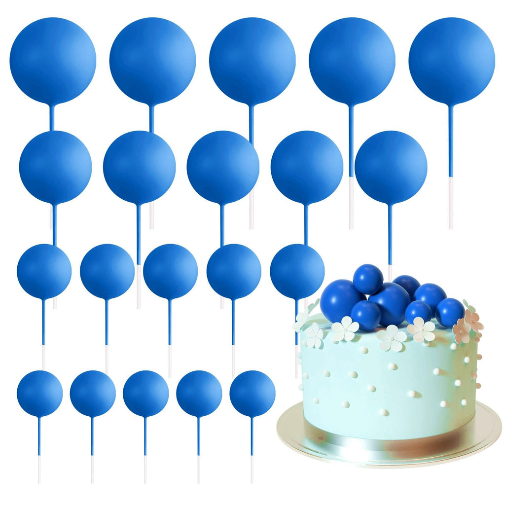 ASTARON 20 Pcs Royal Blue Ball Cake Topper Decorations | Graduation, Wedding, Birthday