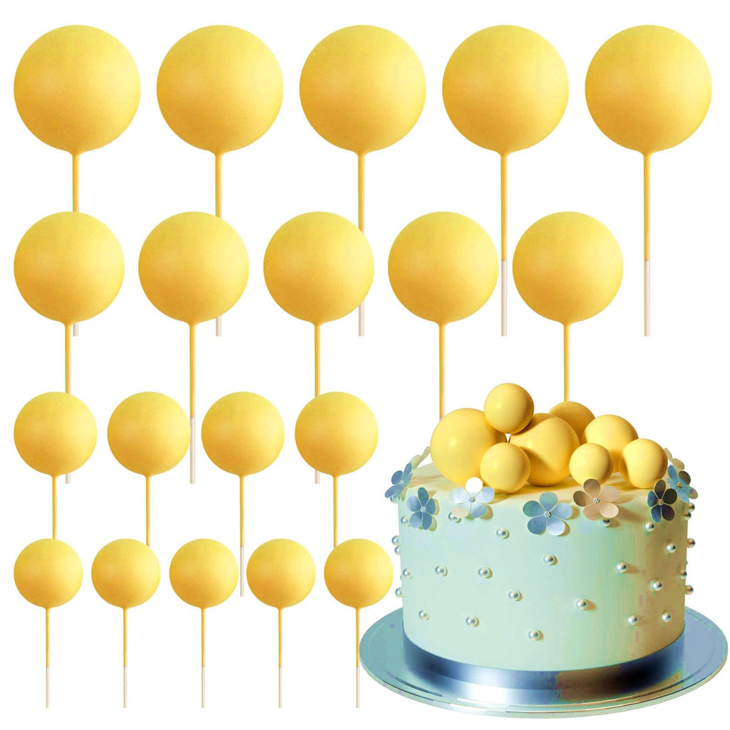 ASTARON 20-Pack Yellow Ball Cake Toppers – Ready-to-Use Mini Balloons for Cakes