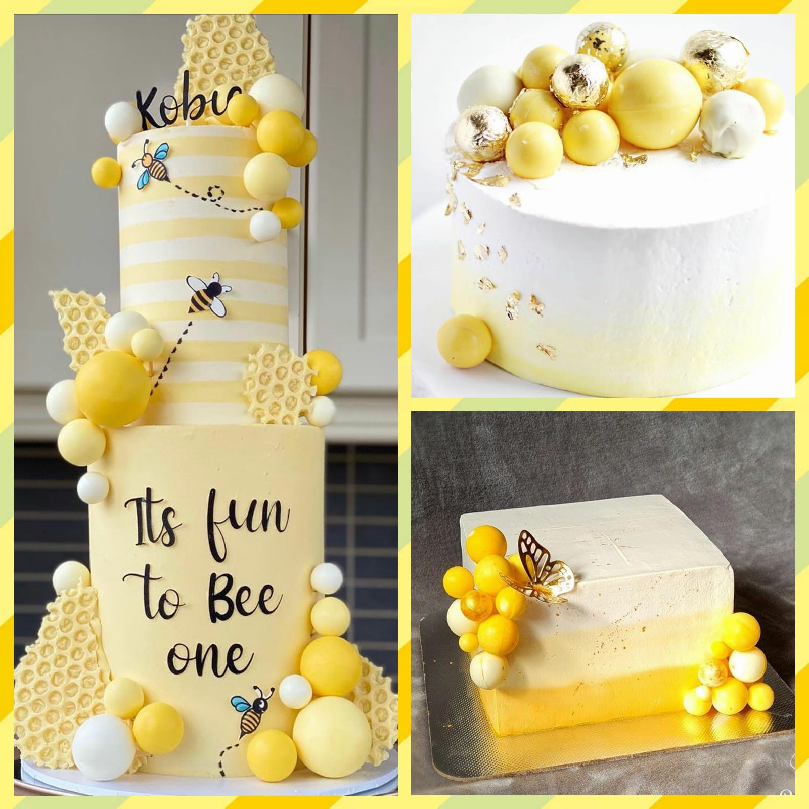 ASTARON 20-Pack Yellow Ball Cake Toppers – Ready-to-Use Mini Balloons for Cakes