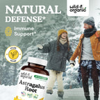 Wild & Organic Astragalus Capsules 1200 mg - Immune Support - Vegan, Non-GMO, No Fillers | 180 Count Pack of 1