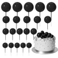ASTARON 20 Pcs Ball Cake Toppers – Black Mini Ball Decorations for Cakes & Desserts