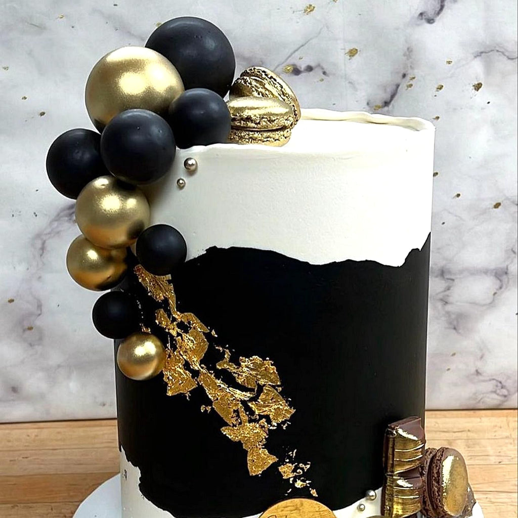 ASTARON 20 Pcs Ball Cake Toppers – Black Mini Ball Decorations for Cakes & Desserts