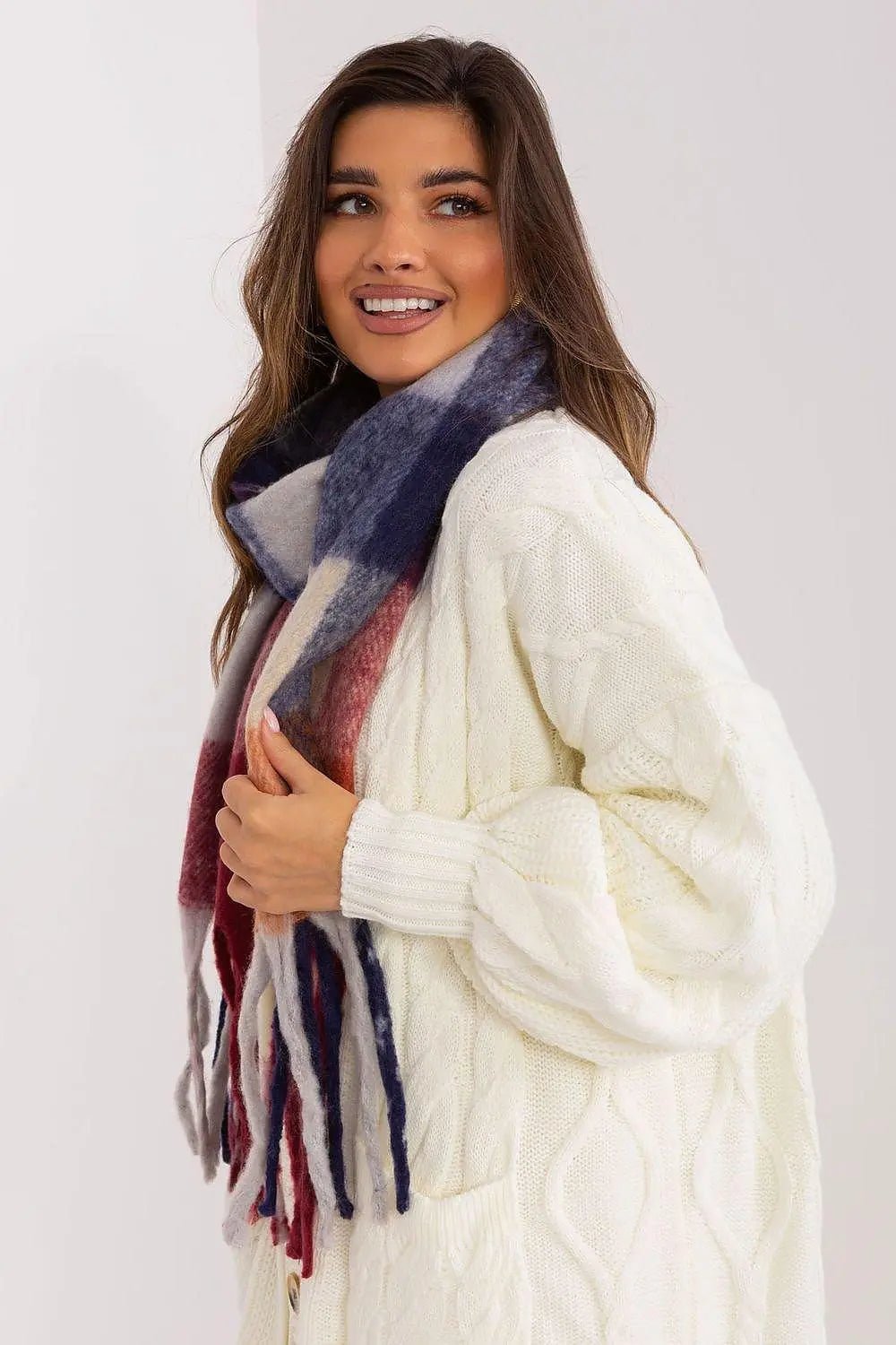 AT long colorful plaid scarf