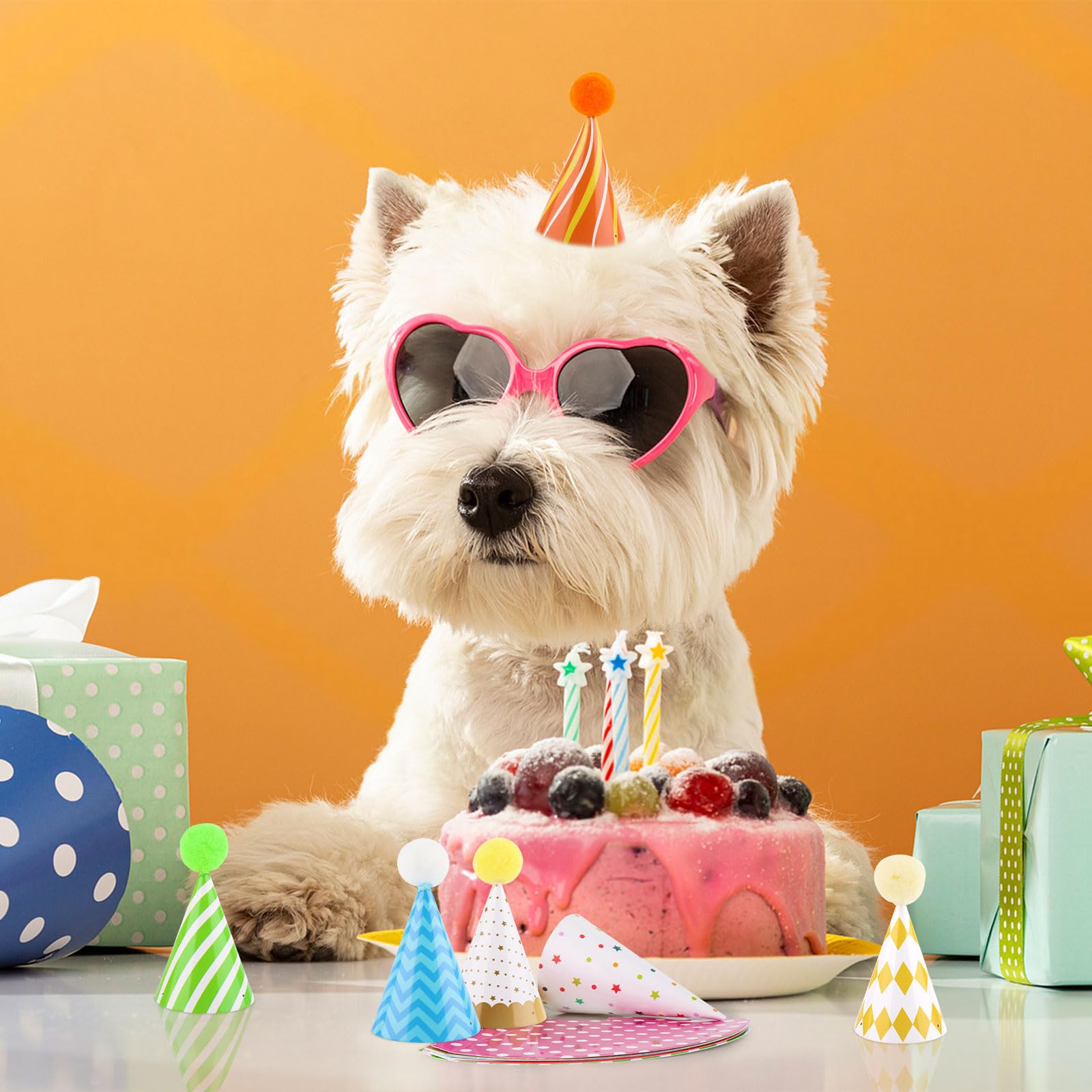 Atiloy 10-Pcs Colorful Mini Party Hats for Stuffed Animals, Pets & Baby
