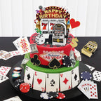 Atiloy 24-Piece Casino Cake Topper Set – Mini Slot Machine, Poker & Dice Cupcake Toppers