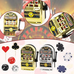 Atiloy 24-Piece Casino Cake Topper Set – Mini Slot Machine, Poker & Dice Cupcake Toppers