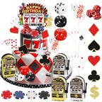 Atiloy 24-Piece Casino Cake Topper Set – Mini Slot Machine, Poker & Dice Cupcake Toppers