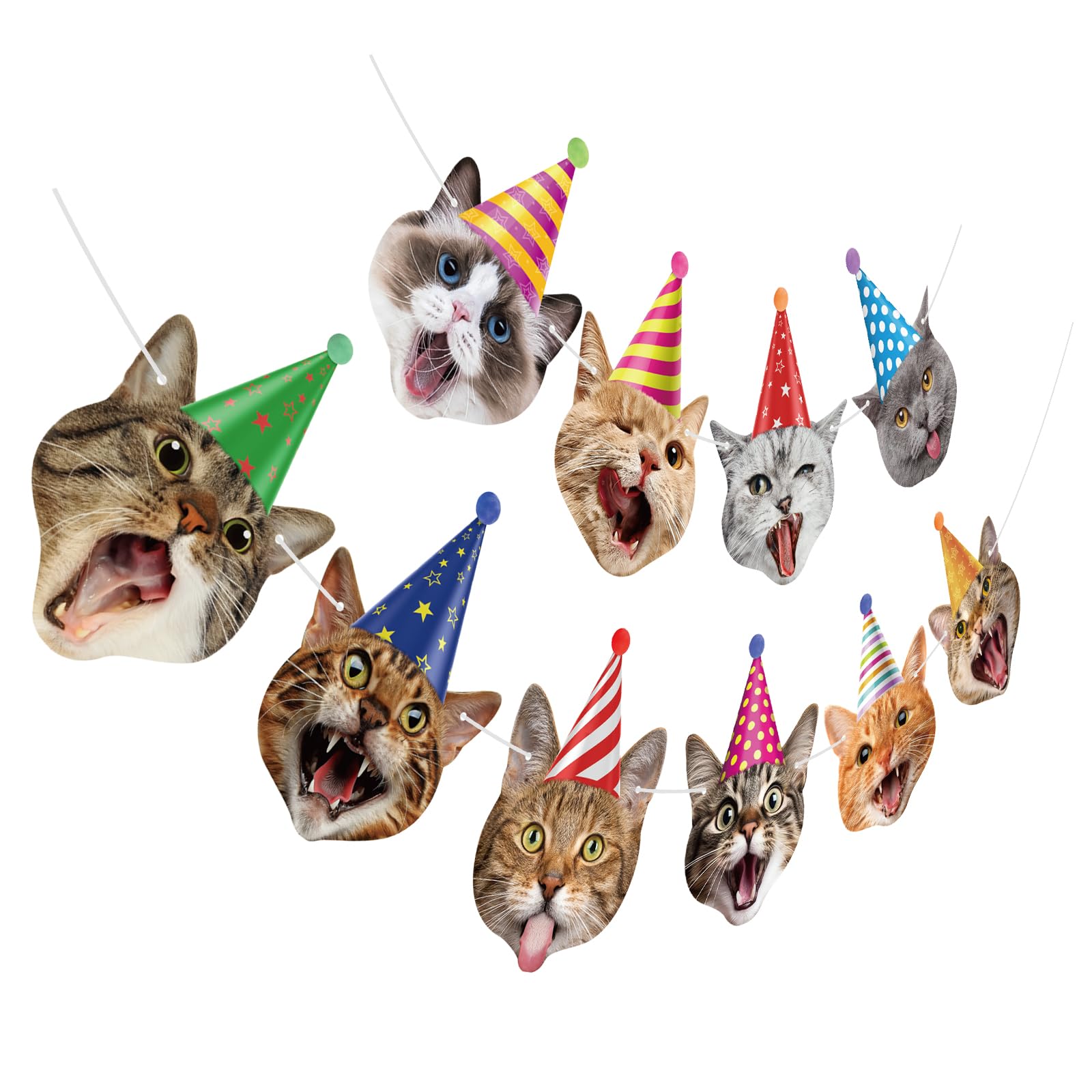 Atiloy Cat Face Birthday Banner Garland – Cute Cat Theme Party Decor for Kids