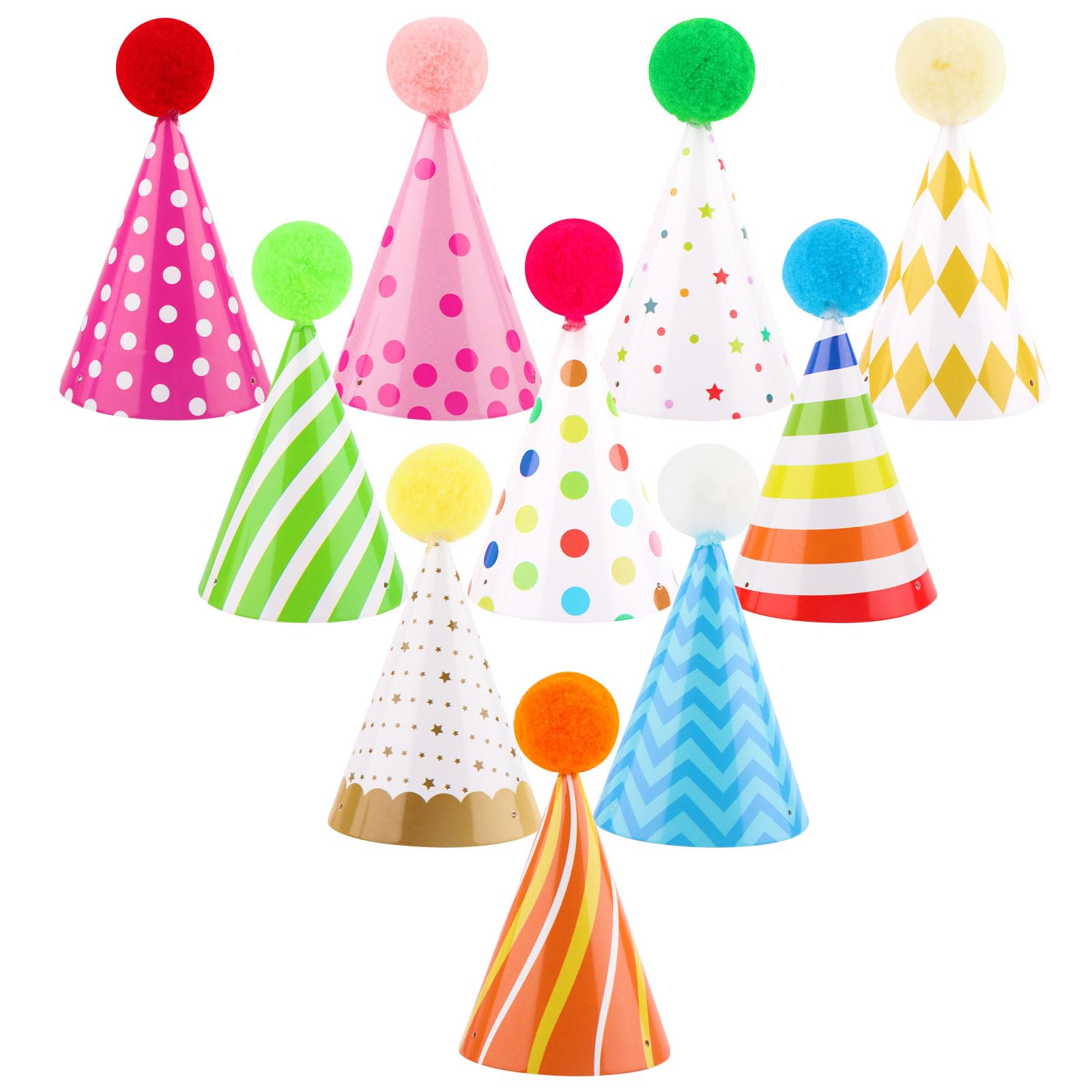 Atiloy 10-Pcs Colorful Mini Party Hats for Stuffed Animals, Pets & Baby