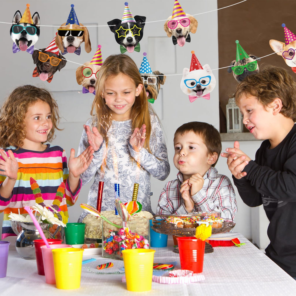 Atiloy Dog Birthday Banner – Puppy Party Garland with Dog Faces | Kids Party Decor