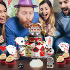 Atiloy 24-Piece Casino Cake Topper Set – Mini Slot Machine, Poker & Dice Cupcake Toppers