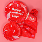 Atonofun Valentines Day Party Supplies – 24-Guest Tableware Set (Plates, Cups, Napkins, Forks) for Valentine’s Day, Engagements & Anniversary Celebrations