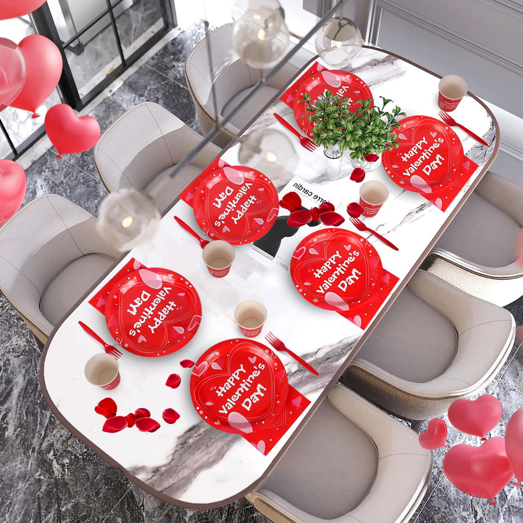 Atonofun Valentines Day Party Supplies – 24-Guest Tableware Set (Plates, Cups, Napkins, Forks) for Valentine’s Day, Engagements & Anniversary Celebrations