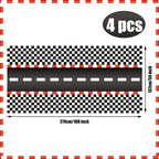 Augisteen 4 Pcs Racing Car Tablecloths – Black Checkered Racetrack Theme, 54 x 108 Inch, Disposable Party Table Covers