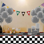 Augisteen 4 Pcs Racing Car Tablecloths – Black Checkered Racetrack Theme, 54 x 108 Inch, Disposable Party Table Covers