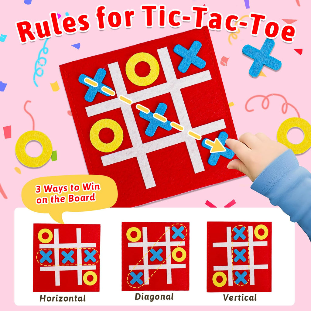 AugToy 24-Pack Valentines Tic Tac Toe Cards for Kids – Classroom Party Favors