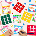 AugToy 24-Pack Valentines Tic Tac Toe Cards for Kids – Classroom Party Favors