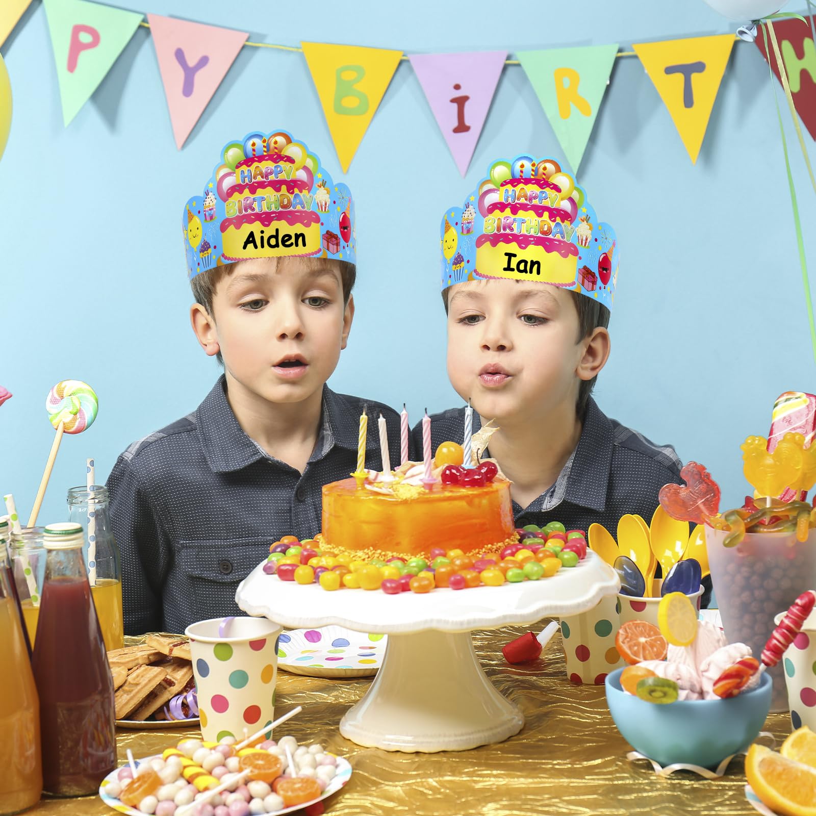 AUGTHEEP 36-Kid Birthday Crowns Pack – Colorful Classroom Party Hats