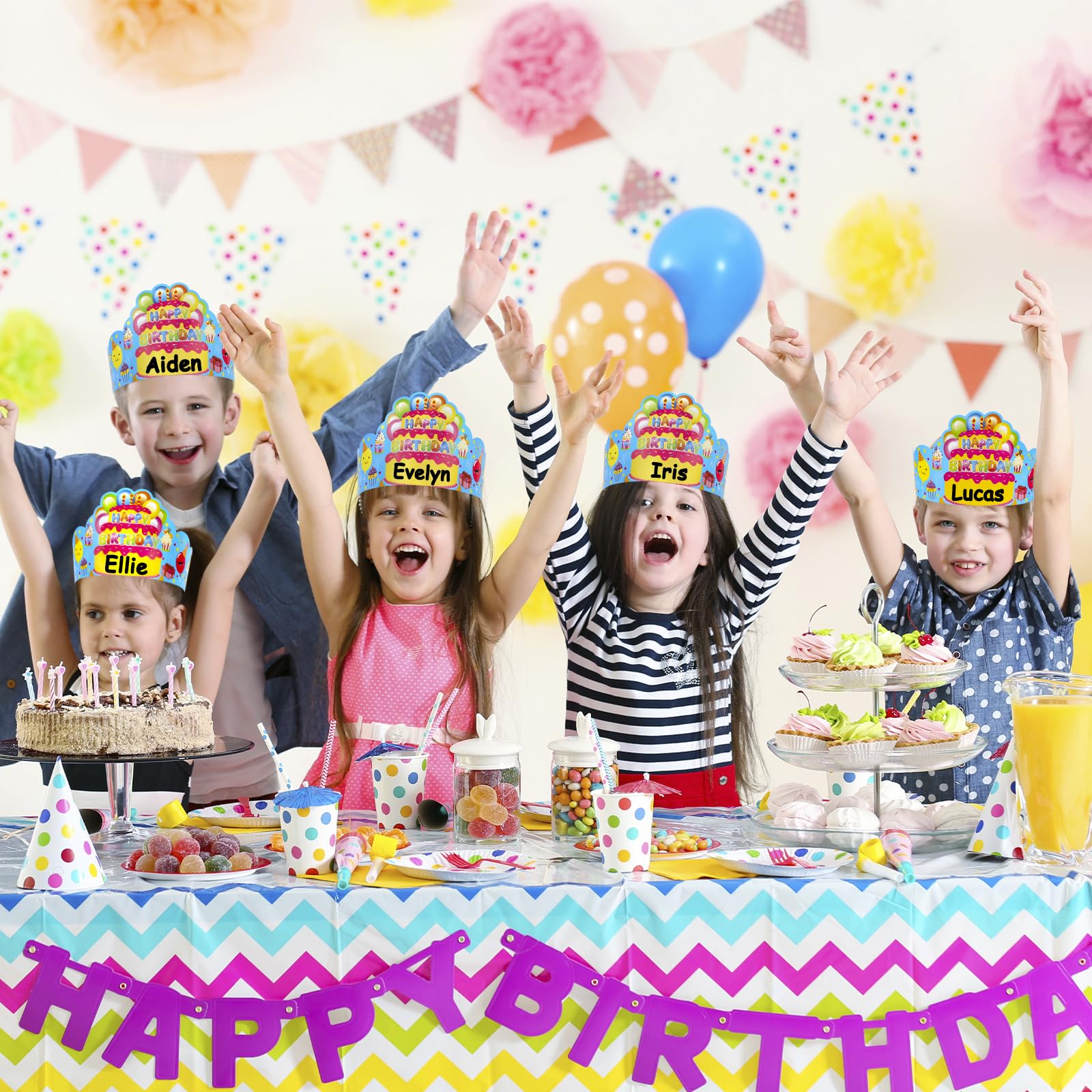 AUGTHEEP 36-Kid Birthday Crowns Pack – Colorful Classroom Party Hats