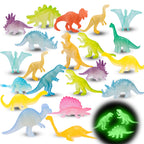 AugToy 48Pcs Glow-in-Dark Mini Dinosaurs - Party Favors, Cupcake Toppers & Classroom Prizes