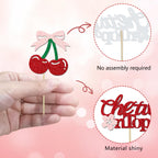 Aukolass 24 Pack Cherry Glitter Cupcake Toppers – Baby Shower & Bridal Decor