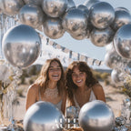 AULE Party Balloons 50 Pcs – 12-Inch Silver Metallic Chrome Latex, Thick 3.2g, Air or Helium Fill