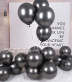 AULE Black Metallic Balloons 12-inch, 50 Pcs – Chrome Latex Party Decor