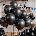 AULE Black Metallic Balloons 12-inch, 50 Pcs – Chrome Latex Party Decor
