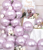 AULE Metallic Light Purple Latex Balloons — 50 Pcs, 12-Inch Chrome Lavender for Party Decor