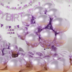 AULE Metallic Light Purple Latex Balloons — 50 Pcs, 12-Inch Chrome Lavender for Party Decor