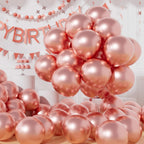 AULE Party Balloons 50 Pcs - 12in Rose Gold Metallic Chrome Latex Balloons for Weddings, Birthdays & Celebrations